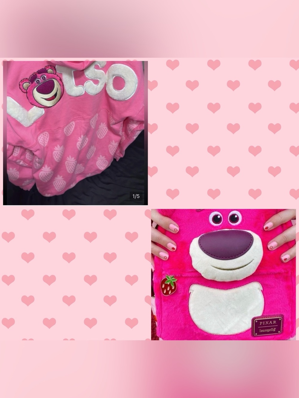 Loungfly Lotso Backpack & Disneyland Resort Pixar Hoodie(Size Medium)